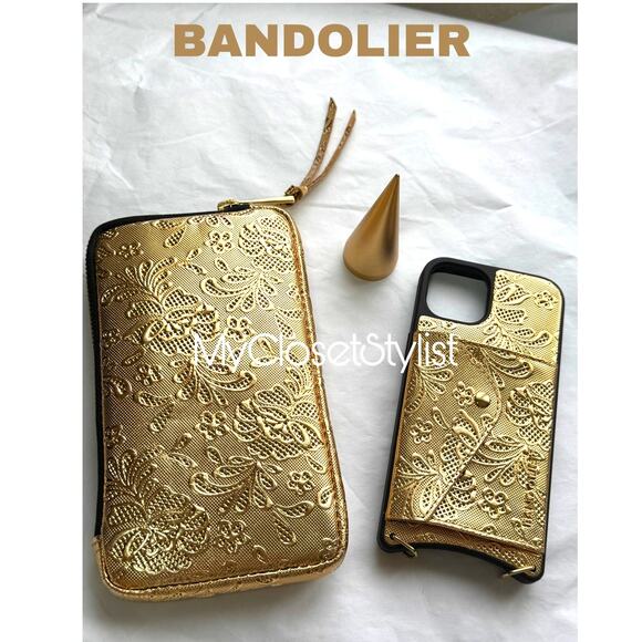 Bandolier Other - NEW! Gold Embossed Bandolier 2Pc Luxury Case iphone 13 Set Purse RARE LIMITED Ed